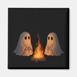 Spooky Ghost Campfire Nachtwald Kunst - Halloween Magnet