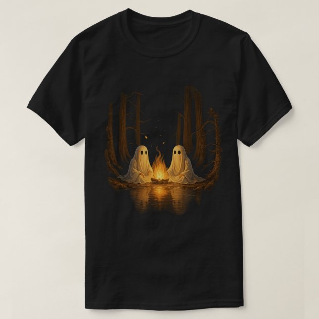 Spooky Ghost Campfire Nachtwald Kunst - Halloween T-Shirt (Design vorne)