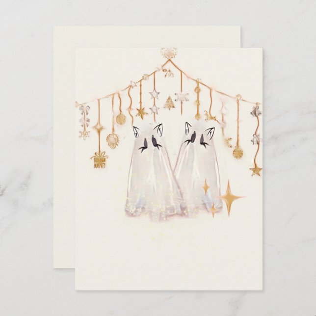 Spooky Ghost Cat Weihnachtskarte Feiertagskarte (Vorne/Hinten)