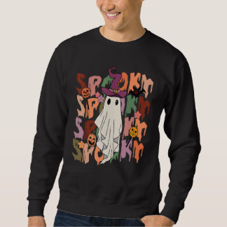Spooky Ghost Costume Witch Groovy Vibes Hippie Hal Sweatshirt