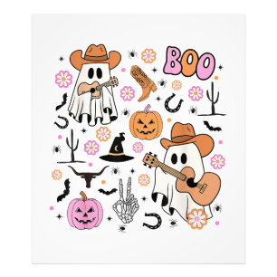 Spooky Ghost Cowboy Niedlich Halloween Boo Western Fotodruck