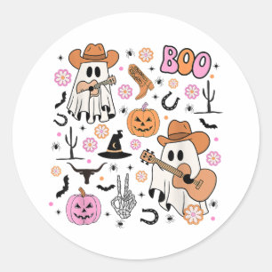 Spooky Ghost Cowboy Niedlich Halloween Boo Western Runder Aufkleber