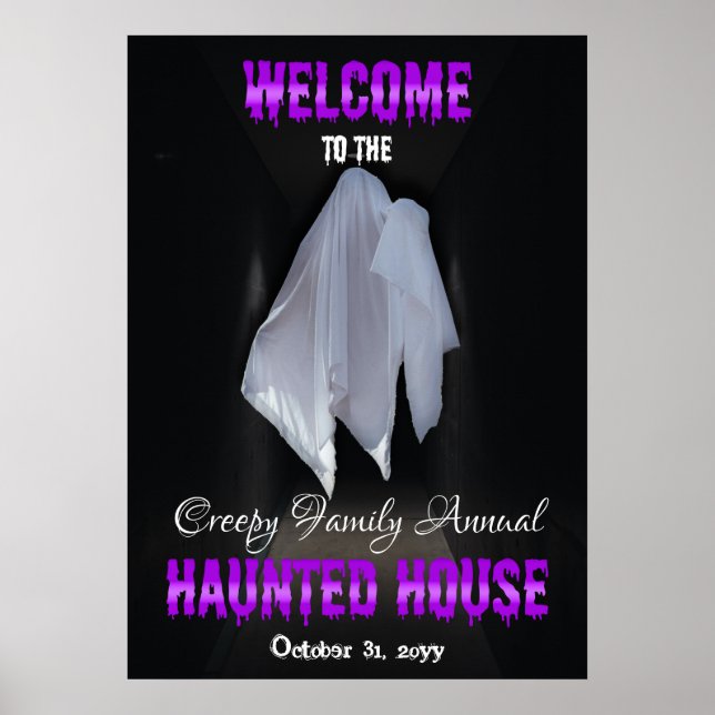 Spooky Ghost Dark Hallway Spuk Haus Willkommen Poster (Vorne)