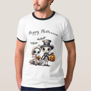 Spooky Ghost Doll und Skeleton Halloween T-Shirt