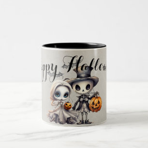 Spooky Ghost Doll und Skeleton Halloween Zweifarbige Tasse