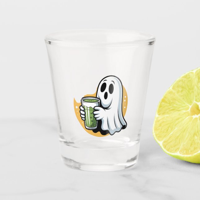 Spooky Ghost Drinks Matcha Halloween Schnapsglas (Vorderseite)