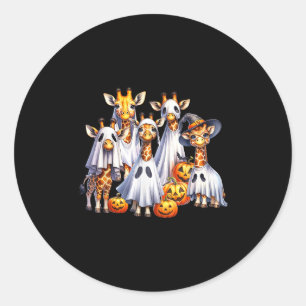 Spooky Ghost Giraffe Halloween Funny African Anima Runder Aufkleber