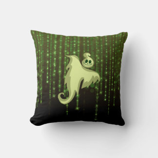 Spooky Ghost Green String Lights Square Kissen