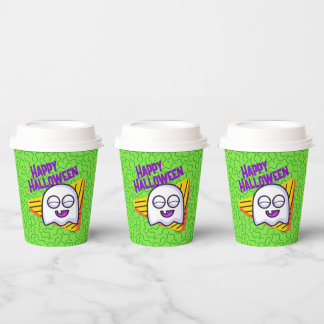 Spooky Ghost Halloween Cups - green Pappbecher