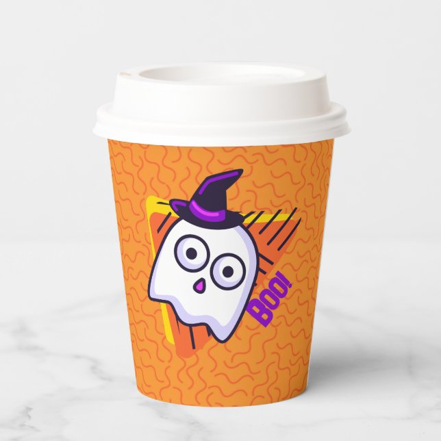 Spooky Ghost Halloween Cups - orange Pappbecher (Rückseite)
