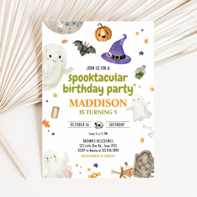 Spooky Ghost Halloween Geburtstagsparty Einladung (Ghost Spooky Halloween Baby Shower Invitation )