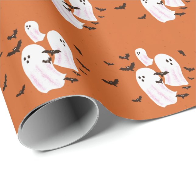 Spooky Ghost Halloween Geschenkpapier (Rolleneckpunkt)