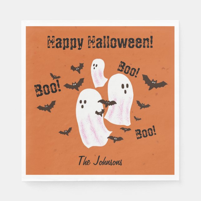 Spooky Ghost Halloween Paper Party Napkins Serviette (Vorderseite)