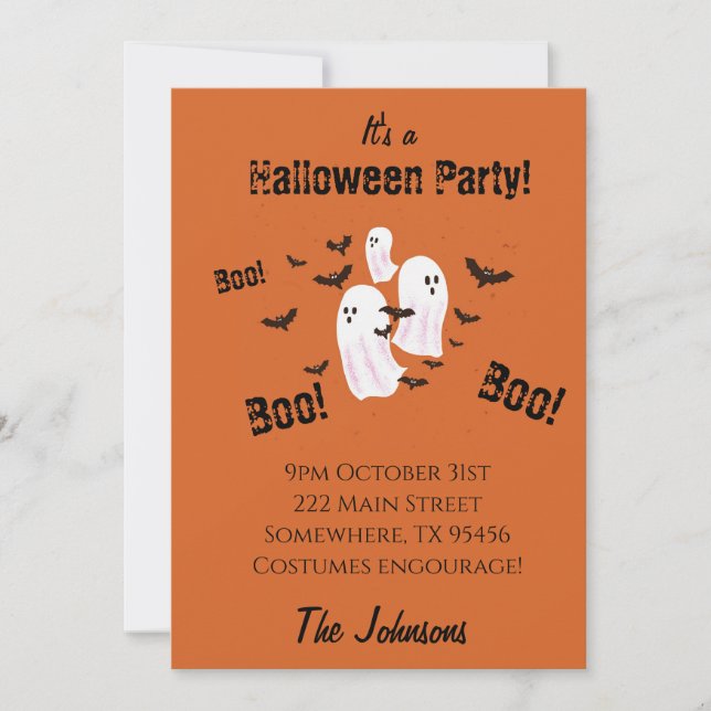 Spooky Ghost Halloween-Party Einladungen (Vorderseite)