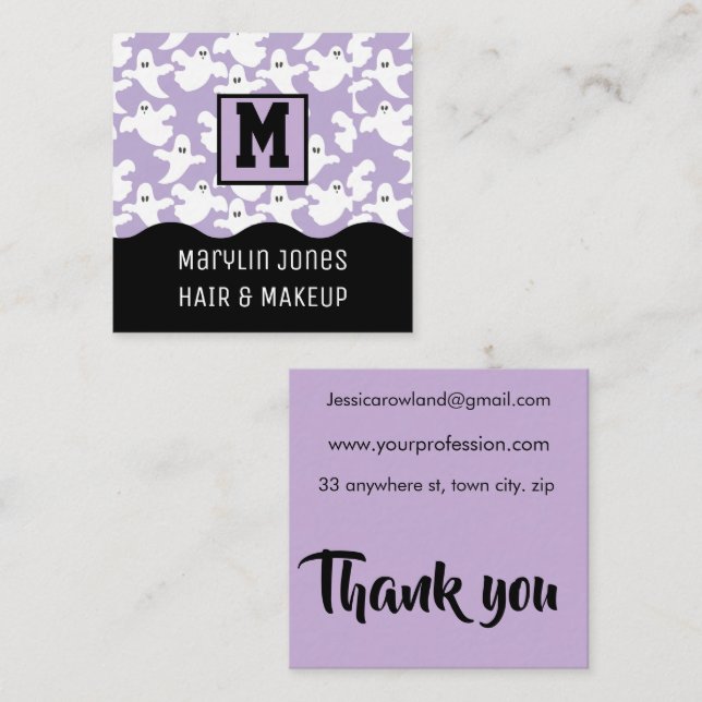 SPOOKY GHOST HALLOWEEN QUADRATISCHE VISITENKARTE (Vorne/Hinten)