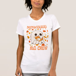 spooky ghost holding cat - boo crew T-Shirt