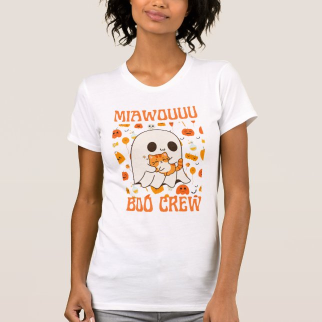 spooky ghost holding cat - boo crew T-Shirt (Vorderseite)