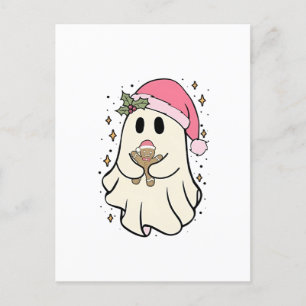 Spooky Ghost Holing ein Lebkuchen Weihnachten Einladungspostkarte