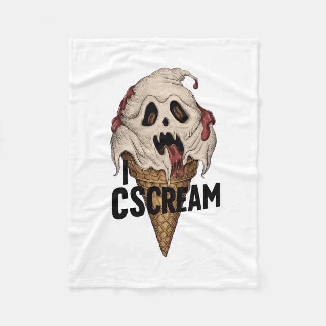 Spooky Ghost Ice Cream "I CSCREAM" Fleecedecke (Vorderseite)