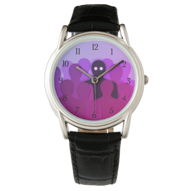 Spooky Ghost in Menschen Crowdner Horror Art Armbanduhr (Vorderseite)