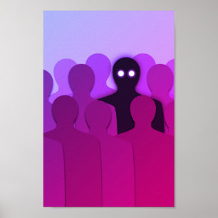 Spooky Ghost in Menschen Crowdner Horror Art Poster
