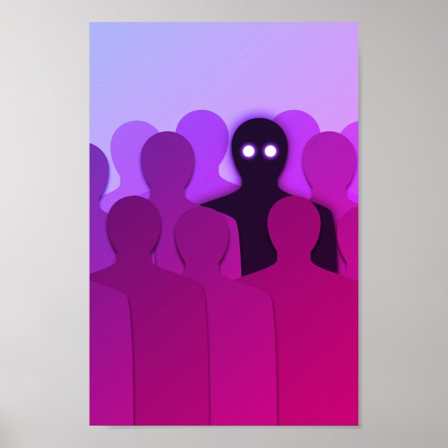 Spooky Ghost in Menschen Crowdner Horror Art Poster (Vorne)