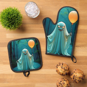 Spooky Ghost mit Eerie Balloon Ofenhandschuh & Topflappen-Set