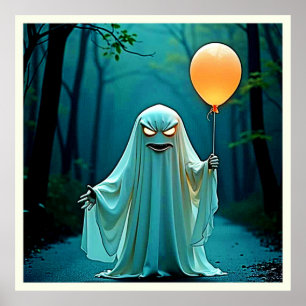 Spooky Ghost mit Eerie Balloon Poster