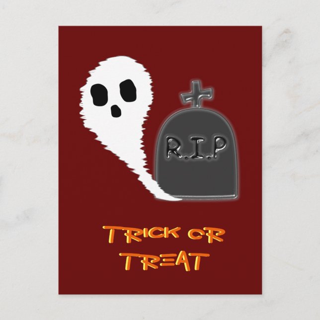 Spooky Ghost mit Grau Halloween Holiday Postkarte (Vorderseite)