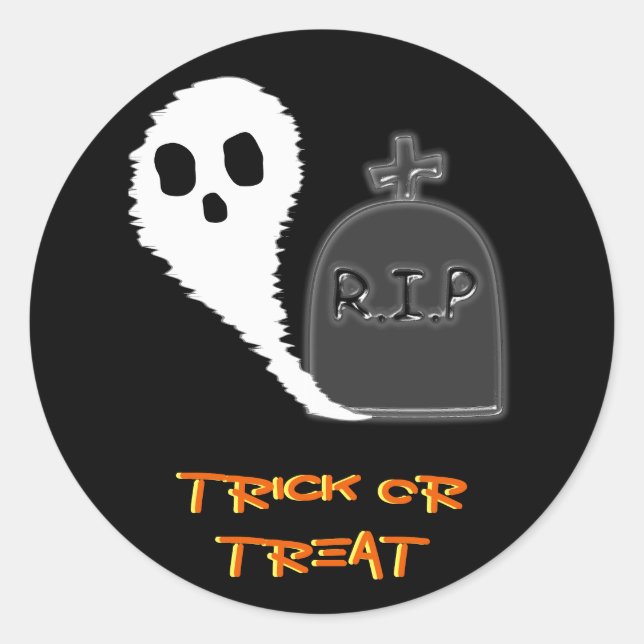 Spooky Ghost mit Grau Halloween Sticker (Vorderseite)