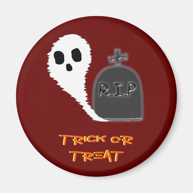 Spooky Ghost mit Grave Halloween Magnet (Vorne)