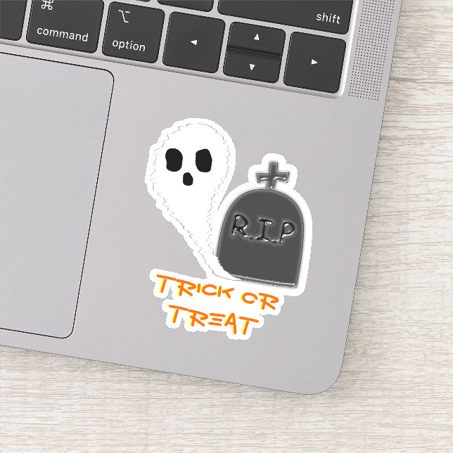 Spooky Ghost mit Grave Halloween Vinyl Sticker (Detail)
