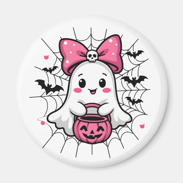 Spooky Ghost mit rosa Bauch Brustkrebs Bewusstsein Magnet (Vorne)