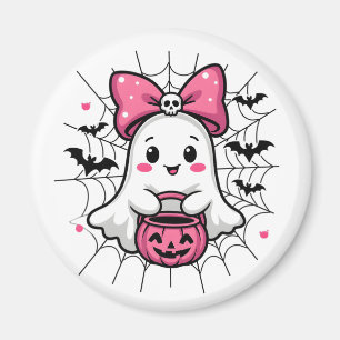 Spooky Ghost mit rosa Bauch Brustkrebs Bewusstsein Magnet