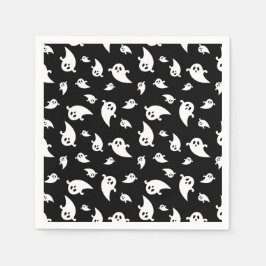 Spooky Ghost Pattern auf schwarz dekorativen Hallo Serviette