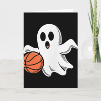 Spooky Ghost Playing Basketball Retro Halloween Co Karte