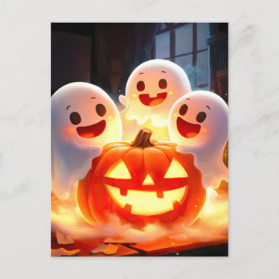 Spooky Ghost Pumpkin Party Glow Feiertagspostkarte
