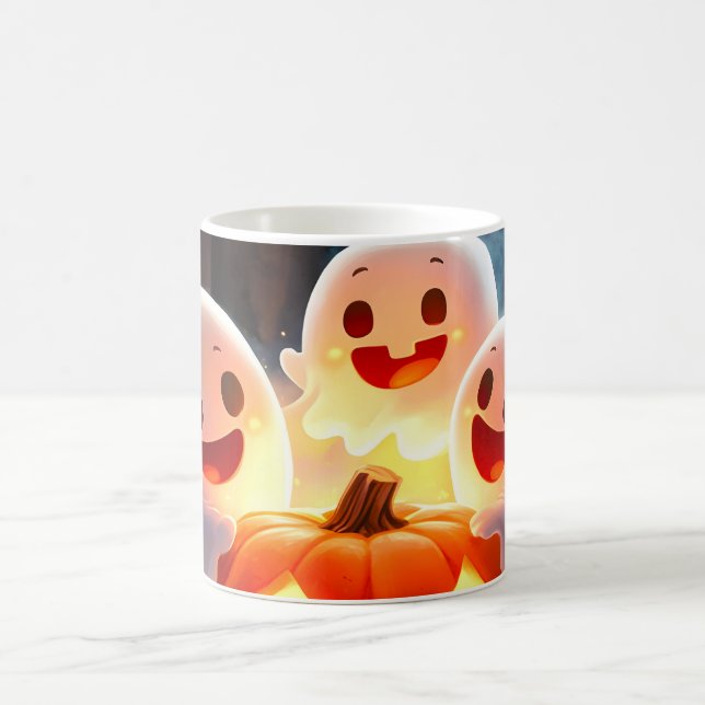 Spooky Ghost Pumpkin Party Glow Kaffeetasse (Mittel)