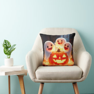 Spooky Ghost Pumpkin Party Glow Kissen