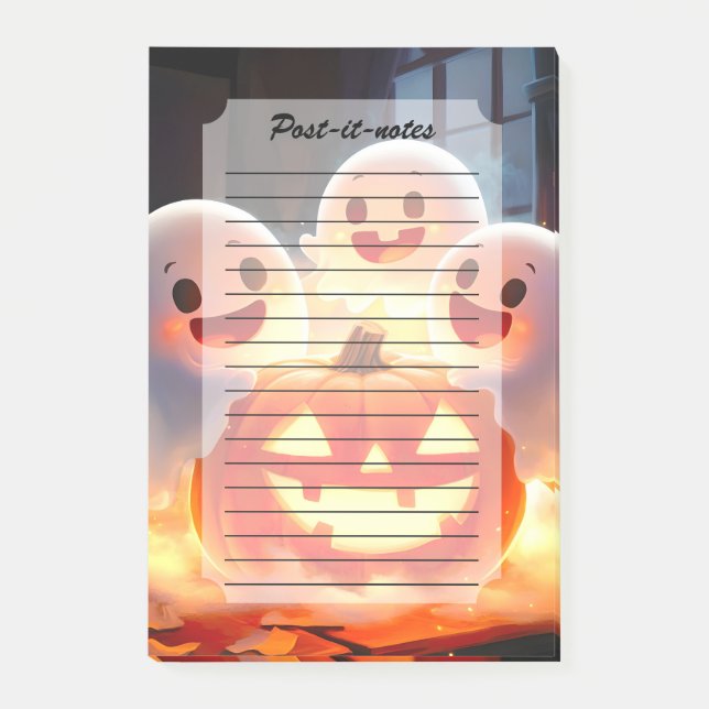 Spooky Ghost Pumpkin Party Glow Post-it Klebezettel (Vorderseite)