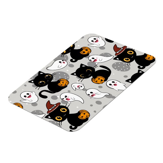 Spooky Ghost Pumpkin Paws Magnet (Linke Seite)