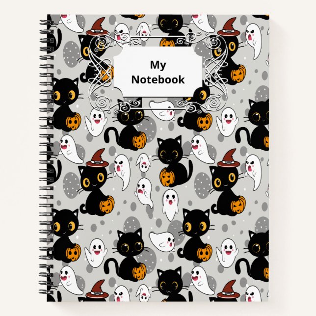 Spooky Ghost Pumpkin Paws Notizbuch (Vorderseite)
