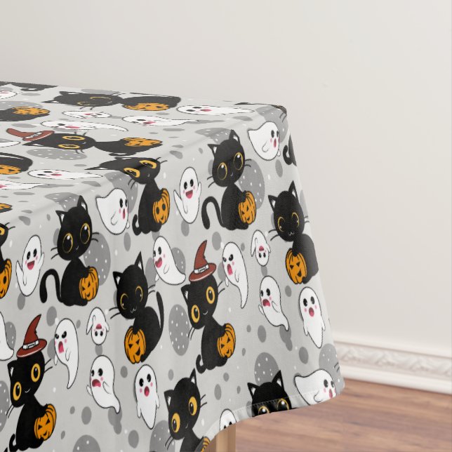 Spooky Ghost Pumpkin Paws Tischdecke (Beispiel)
