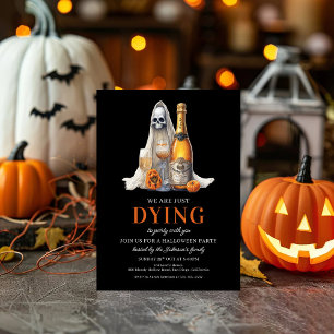 Spooky Ghost Pumpkin Wine Halloween-Party Feiertagskarte