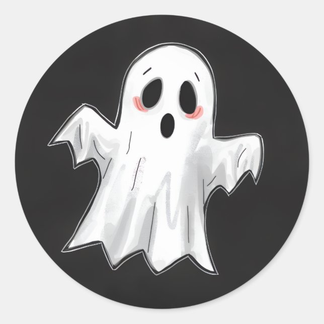 Spooky Ghost Runder Aufkleber (Vorderseite)