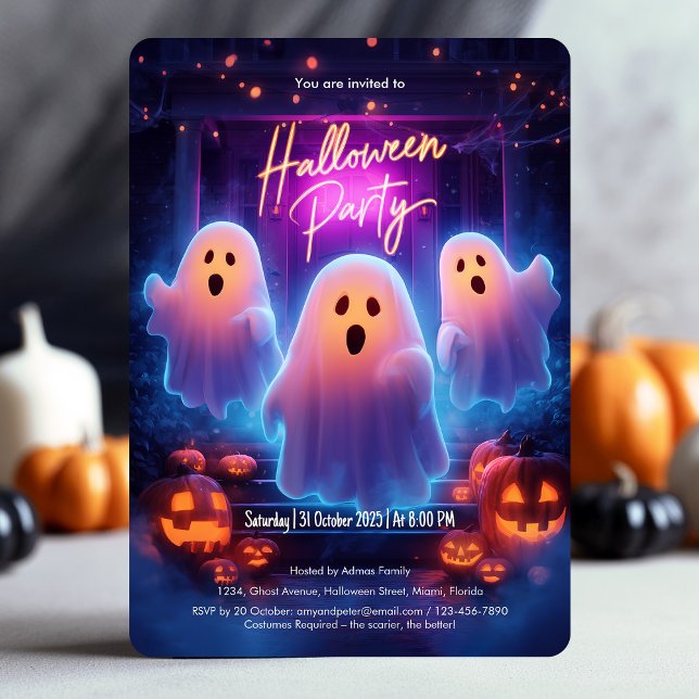 Spooky Ghosts Beängstigend Adult Halloween-Party Einladung (Spooky Ghosts Scary Adult Halloween Party Invitation)