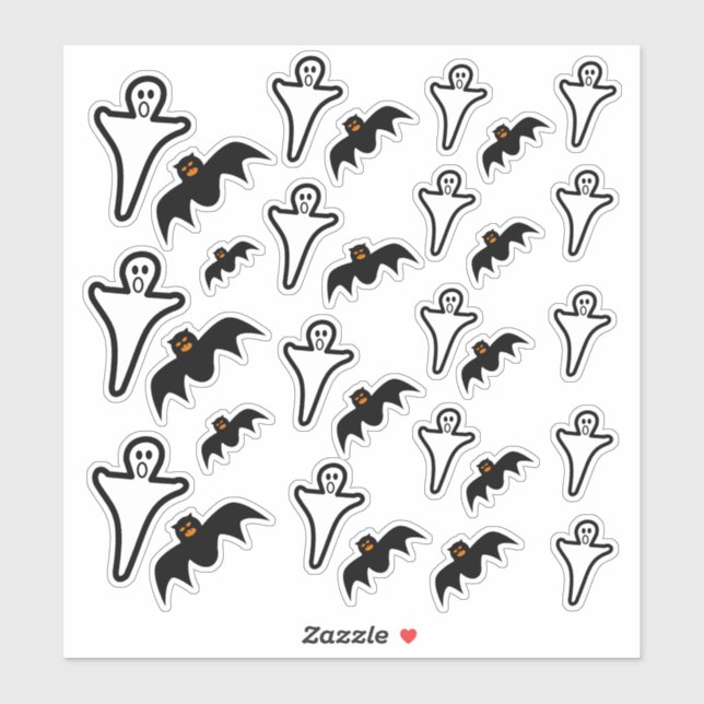 Spooky Ghosts & Beängstigend Bats Halloween Sticke Aufkleber (Blatt)