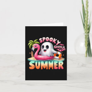 Spooky Ghoul Summer Funny Ghost Flamingo Summer Va Karte