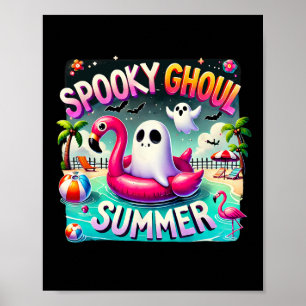 Spooky Ghoul Summer Niedlich Ghost Flamingo Hallo  Poster