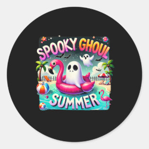 Spooky Ghoul Summer Niedlich Ghost Flamingo Hallo Runder Aufkleber